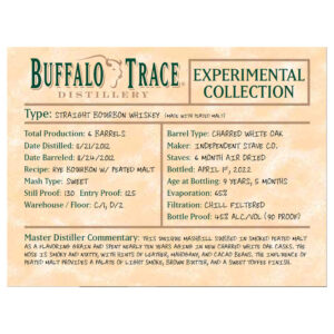 Buffalo Trace Experimental Collection Straight Bourbon Whiskey Made With Peated Malt