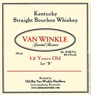 Premium Old Rip Van Winkle 12 Year bourbon whiskey