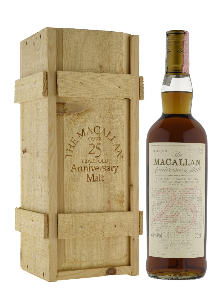 Macallan 1975 25 Year Old Anniversary Malt (bottled 2000) w/wooden box 750ml