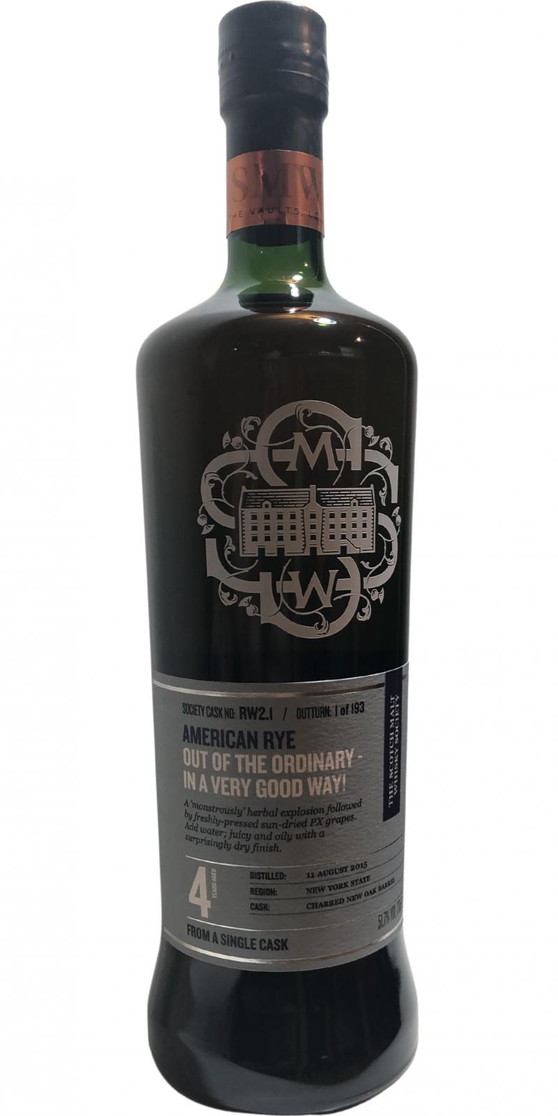 American Rye Whiskey 2015 SMWS RW2.1 Out Of The Ordinary - In A Very Good Way | 700ML