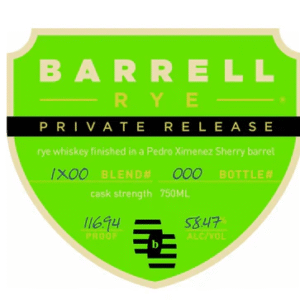 Barrell Rye Private Release Finished in a Pedro Ximenez Sherry Barrel