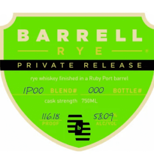 Barrell Rye Private Release Finished in a Ruby Port Barrel