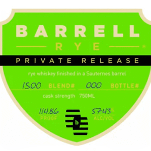 Barrell Rye Private Release Finished in a Sauternes Barrel