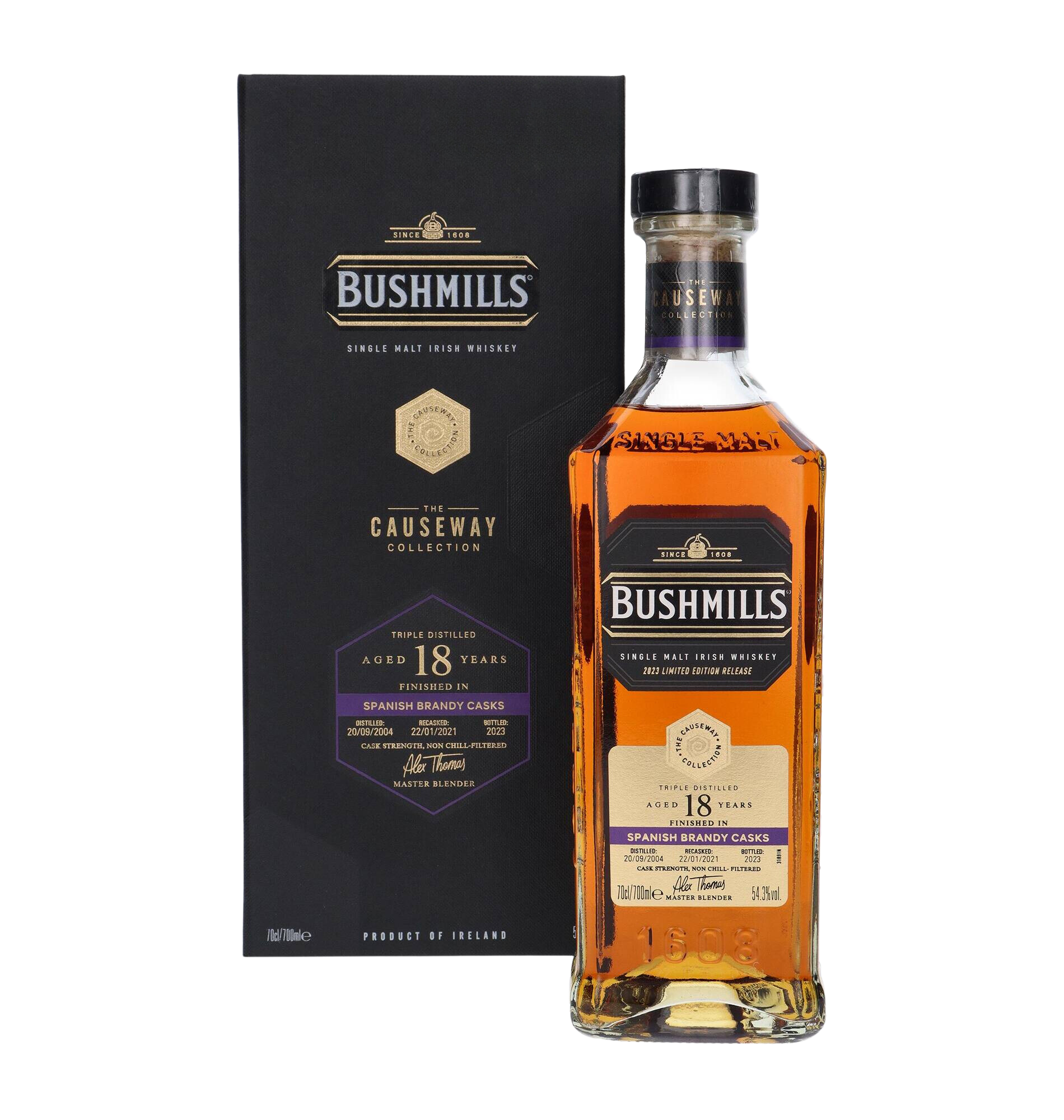 Bushmills 18 Year Old (D.2004, B.2023) Causeway Collection, Brandy Casks Whiskey | 700ML