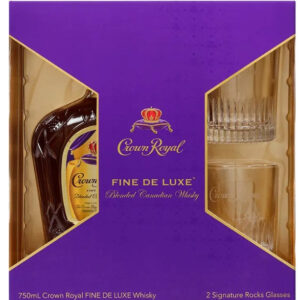 Crown Royal Fine De Luxe Blended Canadian Whiskey Two Glass Cup Gift Set