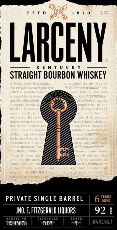 Larceny Private Single Barrel Straight Bourbon Whiskey