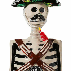 Los Azulejos Skelly Anejo Bullet With Mustache Tequila