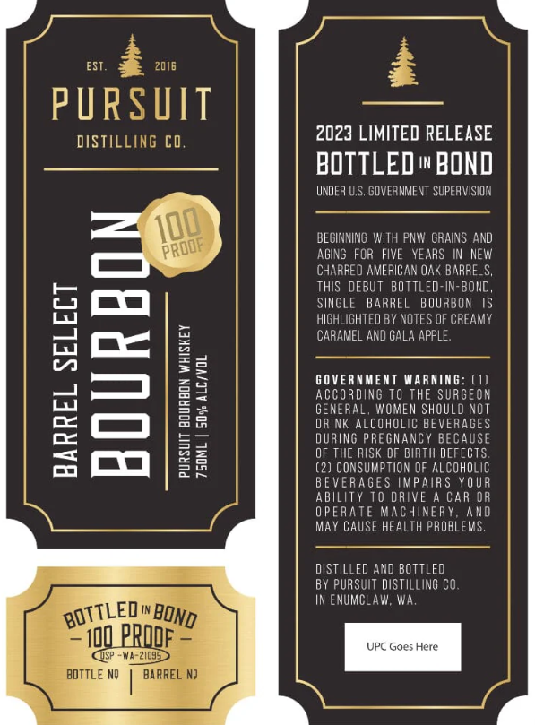 Pursuit Distilling Bottled in Bond Barrel Select Bourbon Whiskey