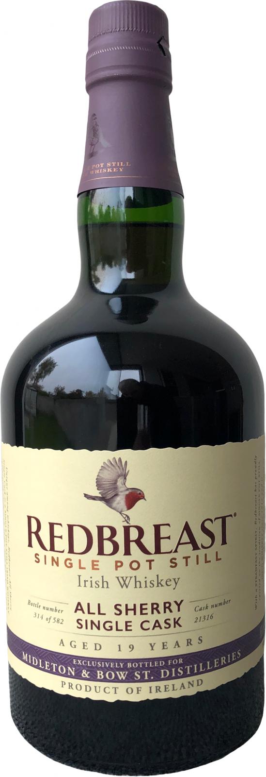 Redbreast 2000 All Sherry Single Cask 19 Year Old 2019 Release (Cask #21316) Single Pot Still Whiskey | 700ML