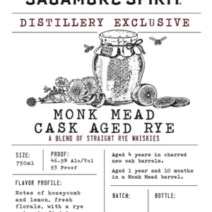 Sagamore Spirit Monk Mead Cask Straight Rye Whiskey